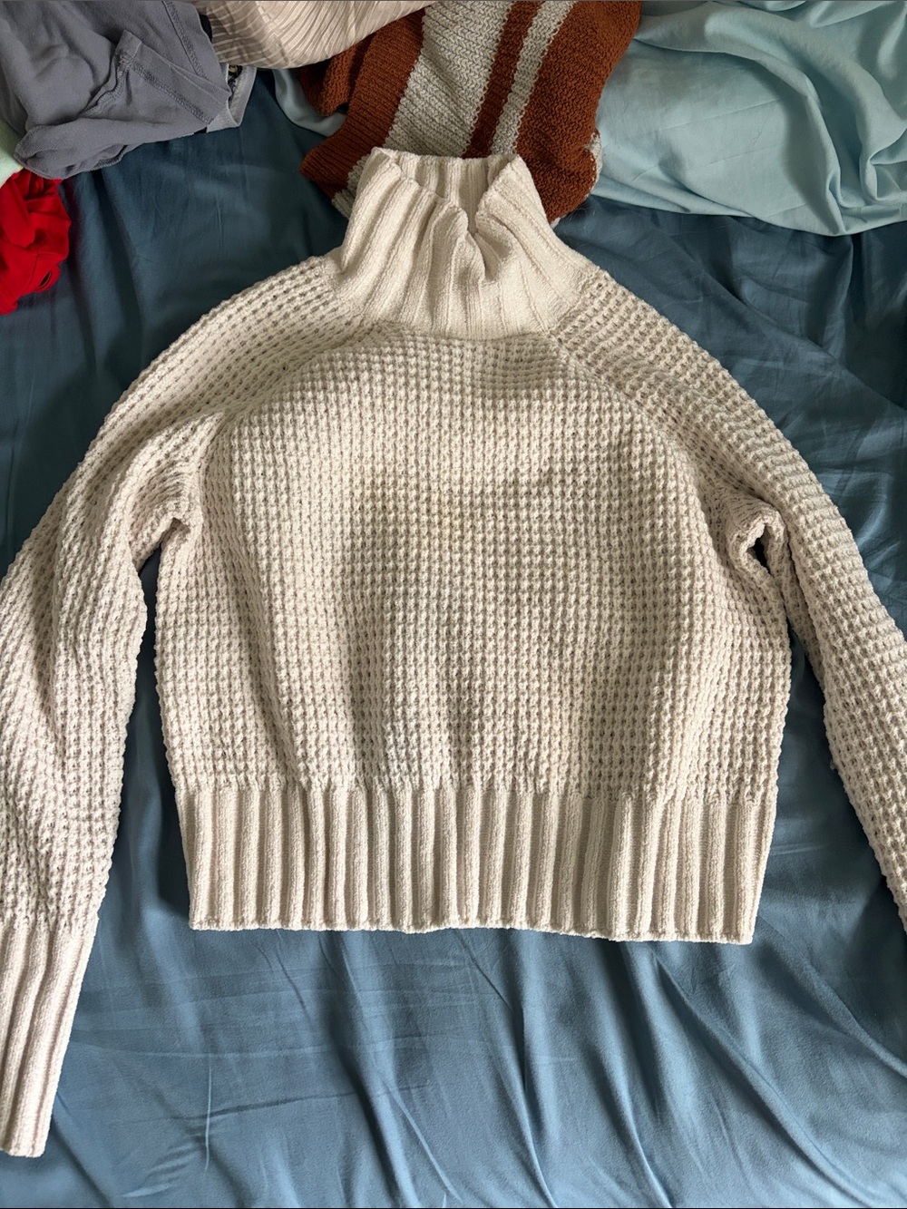 Hippie Rose Cream Waffle Knit Turtleneck Sweater